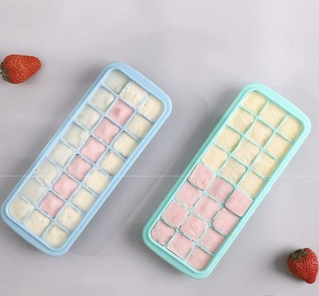 Baby Food Freezer Tray - Silicone Ice Cubes Tray with Lid